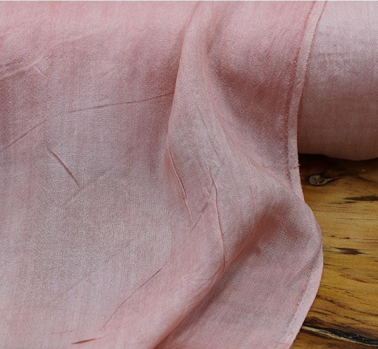 LZZRFE - 12 Momme Vintage Style Dirty Dyed Tussah Silk Sheer Fabric is Designed for High-end Spring/Summer Apparel - 130cm wide by the Yard