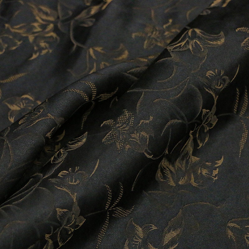 Lily Handmade Brown and Black HuaLuo Gambiered Ganton Gauze By the Yard for Summer Clothes, Dresses, Pants, Handcrafts.
