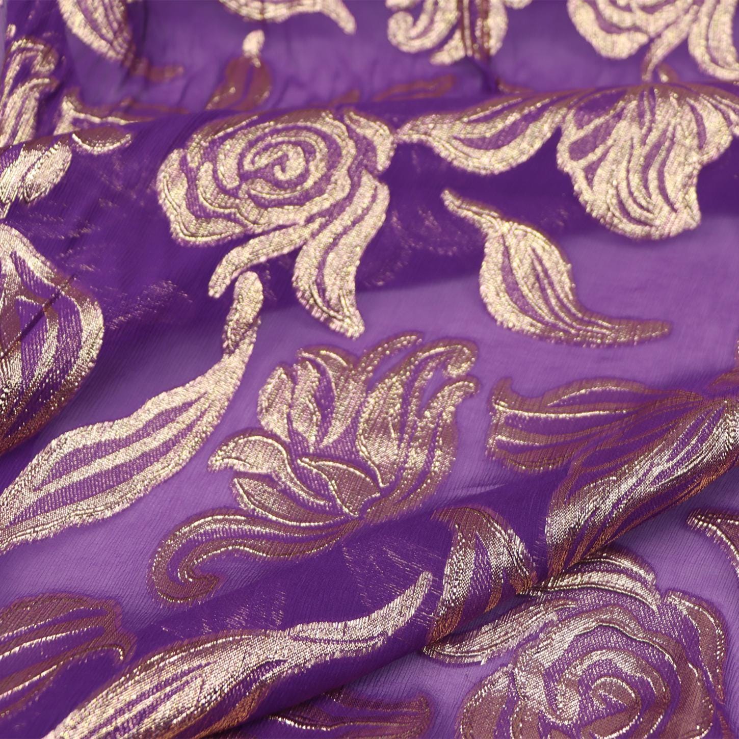 JFHZSH - 12 Momme Golden Thread Weave Silk Georgette Fabric - 130cm wide by the Yard