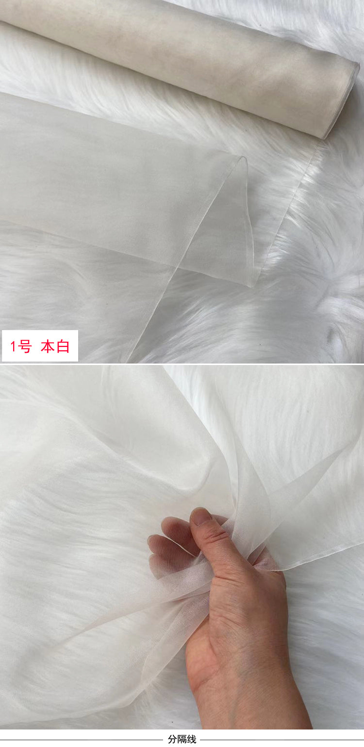 CUNSOG - 6 momme White Series Solid-colored Stiff Tulle Silk Organza Fabric - 135cm wide by the Yard