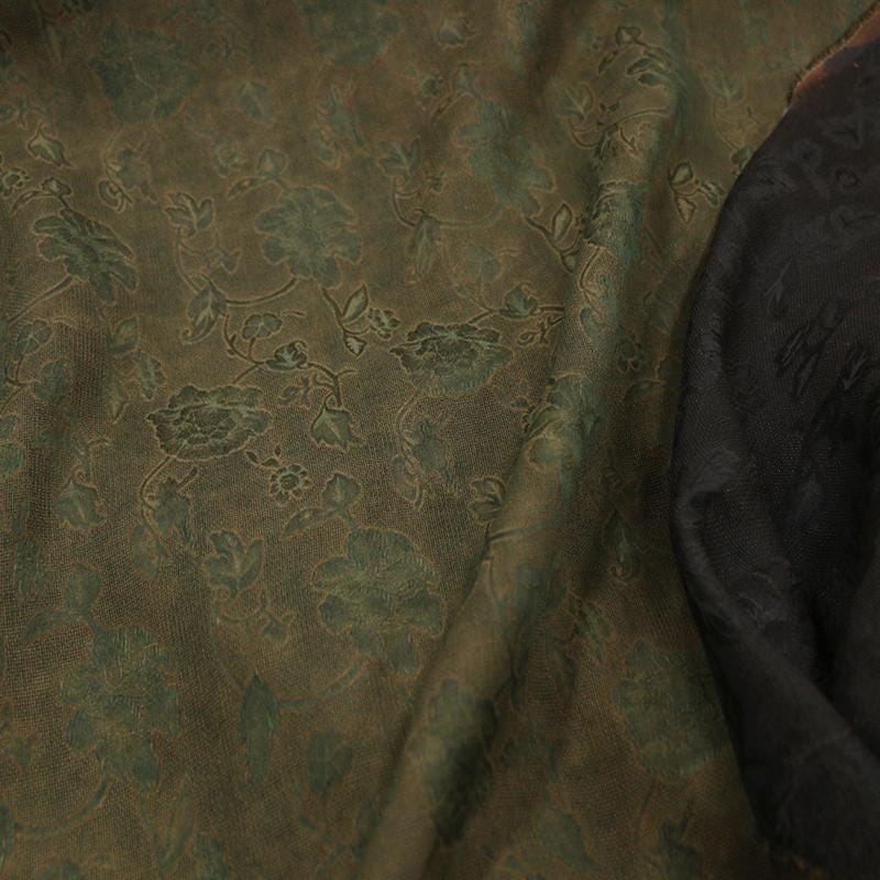 LZHLCY - Handmade 22 Momme HUALUO Natural-colored Flowers Jacquard Mud Silk Fabric (Openwork texture) - 130cm by the Yard