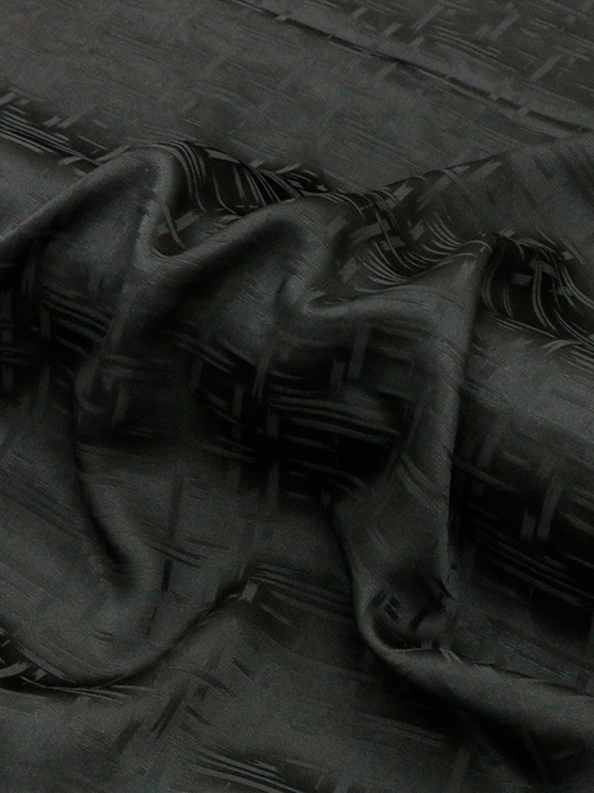 SABCUW - Handmade 19 Momme Pure Black Sangbo Satin Mulberry Silk Xiangyunsha Fabric - 110cm wide by the Yard