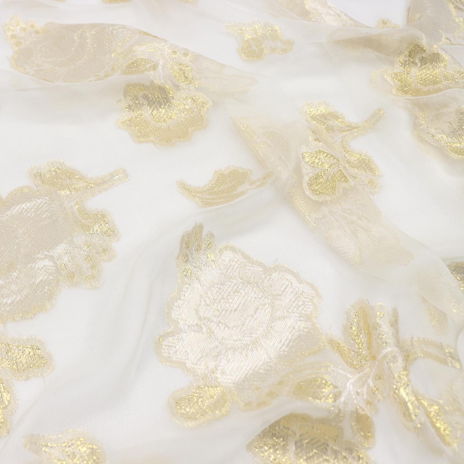 JFHBDH - 8 Momme Golden Thread Weave Silk Georgette Fabric - 112cm wide by the Yard
