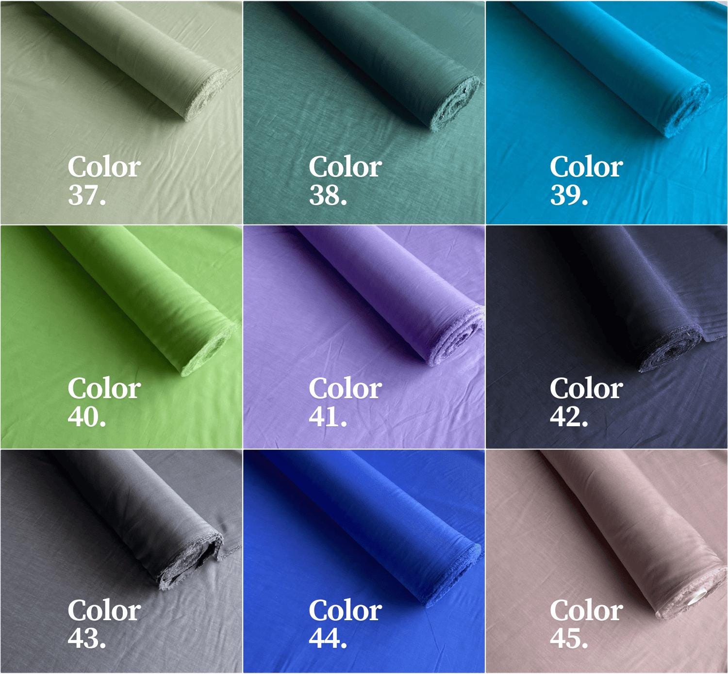 60C9MSCTN - Color #1-#35 - 9 momme 60 Solid Colors Silk Cotton Fabric - 140cm wide by the Yard
