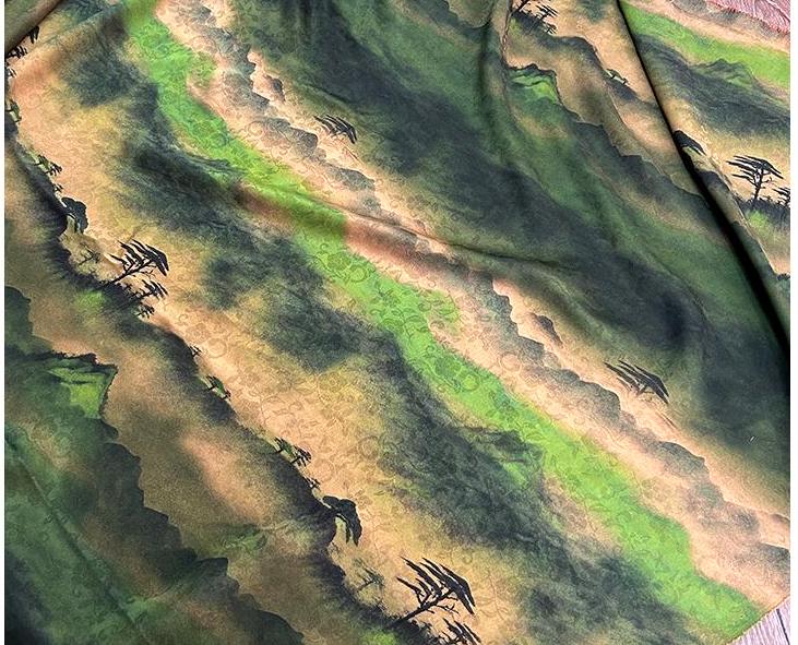 FNGJN - Handmade 25 Momme HUALUO Jacquard Mud Silk Fabric (Openwork texture) - 113cm by the Yard