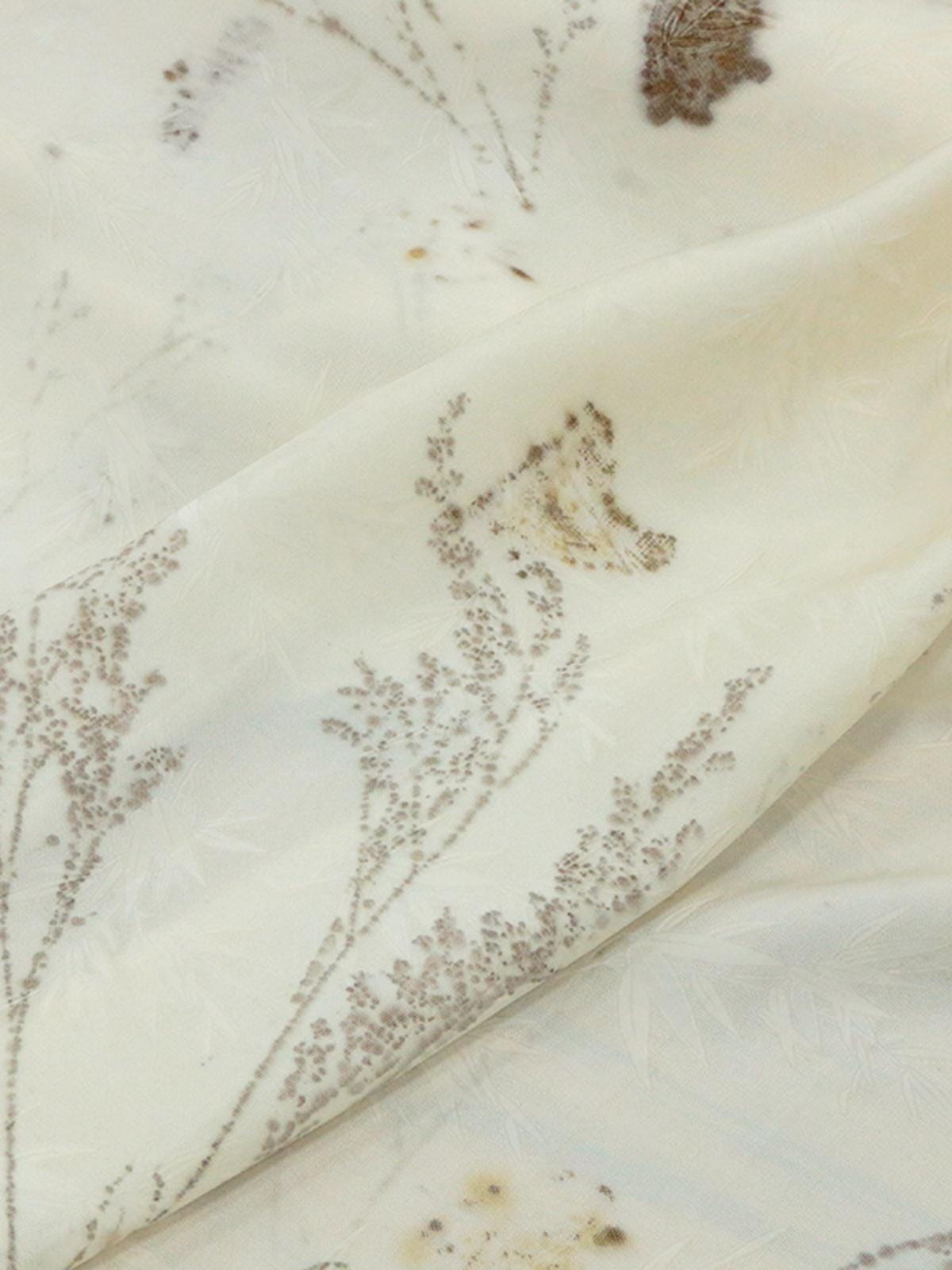 TURXCU - 19 Momme Handmade Jacquard Plant Dye Branch Pattern Jacquard Perforated Silk Fabric Silk Rayon Blend - 128cm wide by the Yard