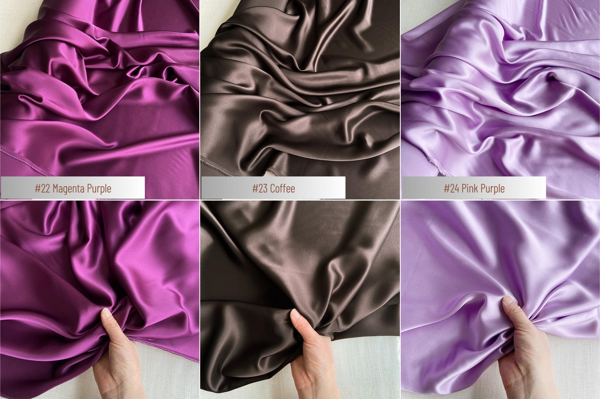 100% Silk Charmeuse, 22 Momme solid 50 colors, 140cm wide by the yard