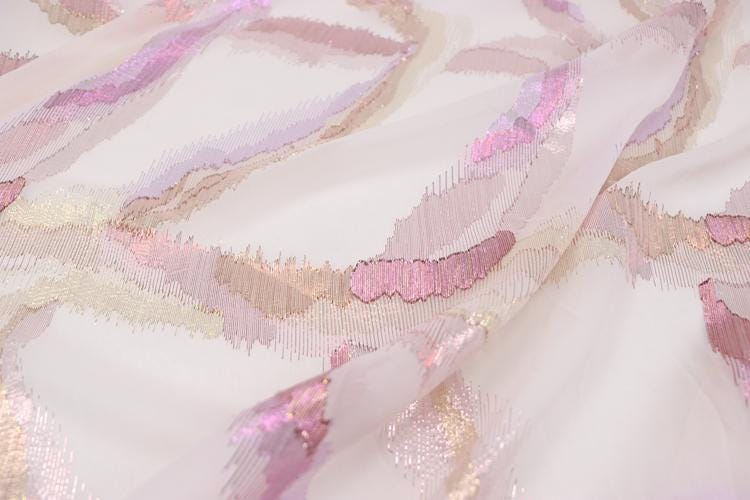 JFHCSL - 10 Momme Golden Thread Weave Silk Georgette Fabric - 140cm wide by the Yard