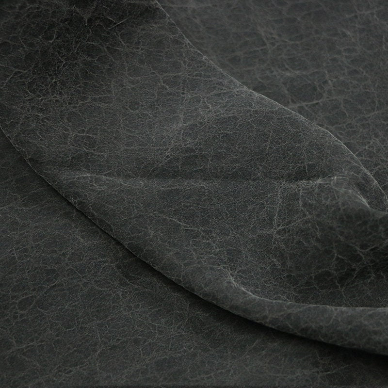 DGGUI - Dark Grey Cracks 25 Momme Handmade Plant Dye Mud Silk Fabric, 110cm by the Yard