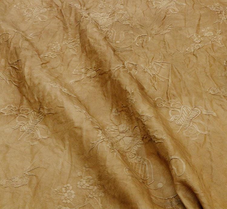 BABTUN - 33 Momme Vintage Plant Jacquard Silk-Wool Blend Fabric - 135cm wide by the Yard