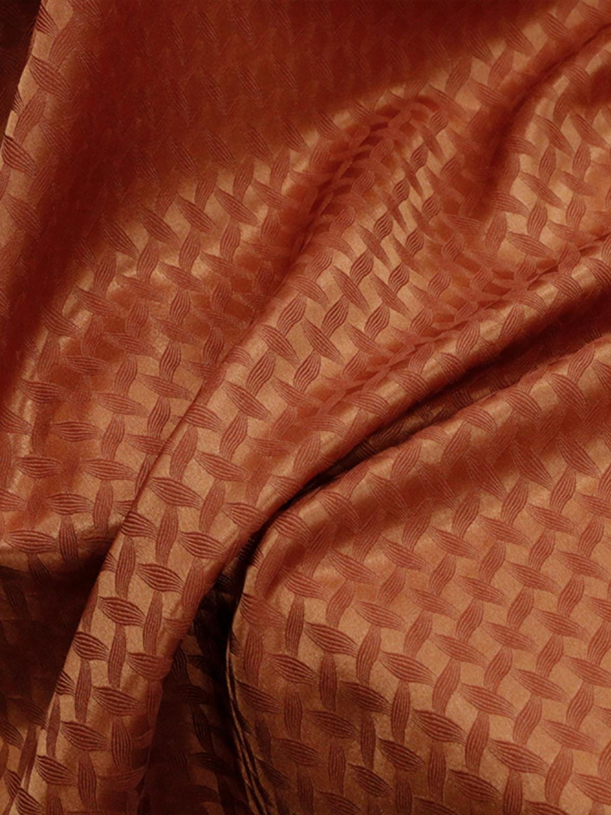 SIMOSZ - 25 Momme Caramel Color Cross Texture Jacquard Mulberry Silk Wool Blend Silk Fabric - 138cm wide by the Yard