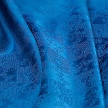 BAOSLA - 19 Momme Eco Friendly Plant Dye Sapphire Blue Jacquard Silk Blend Rayon Fabric - 130cm wide by the Yard