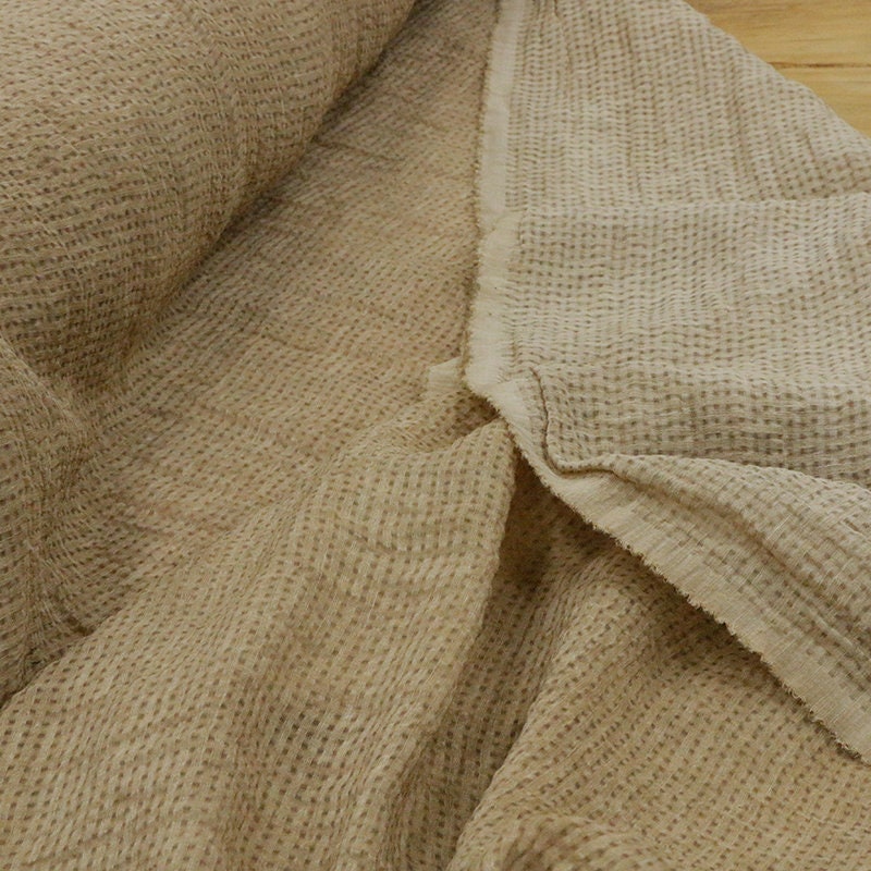 SOFABU - 17 Momme Vintage Style Dirty Dyed Pure Pigmented Jacquard Silk And Linen-Blend Coarse Fabric - 137cm wide by the Yard