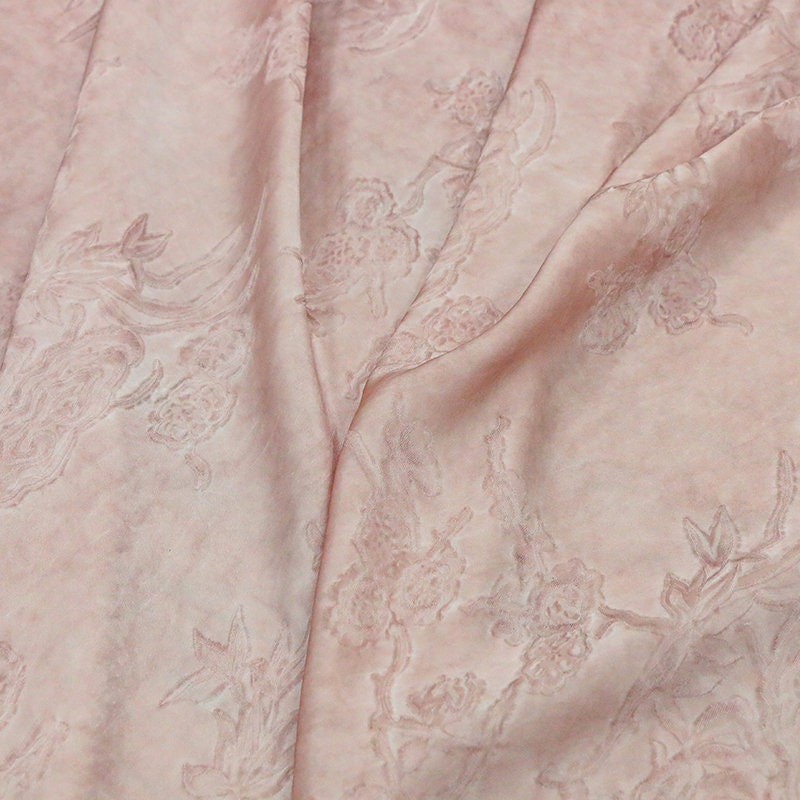 PUZHUO - Handmade Jacquard Plant Dye Silk Fabric Silk Viscose Blend - 133cm wide by the Yard