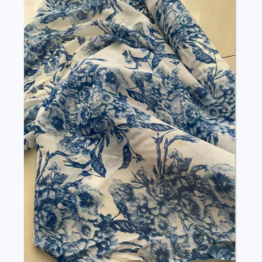 DDQHCI - 16 momme Floral Print Silk Crepe de Chine Fabric - 110cm wide by the Yard