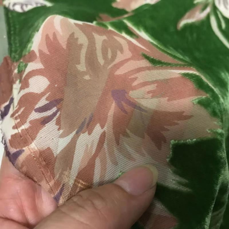 HEHUAN - Semi-sheer with a Draping Effect Sheer Burnout Silk Velvet Satin Fabric - 114cm wide by the Yard