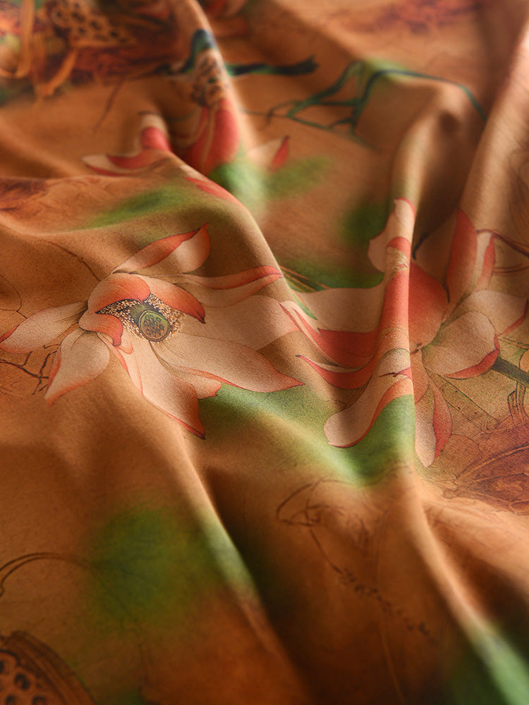 RYXIAHEE- Hight 60 Count Rayon Satin Faux Silk Chinese Style Floral Cheongsam Dress Fabric - 145cm wide by the Yard