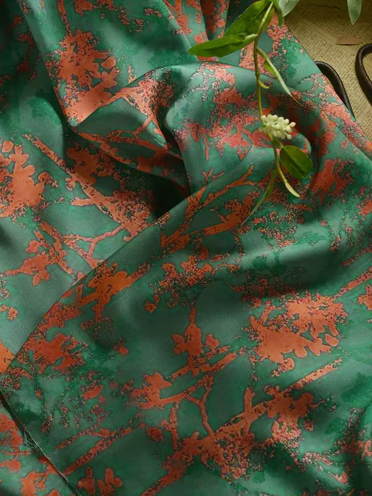 RYHONSAN - Hight 60 Count Rayon Satin Faux Silk Chinese Style Floral Cheongsam Dress Fabric - 145cm wide by the Yard