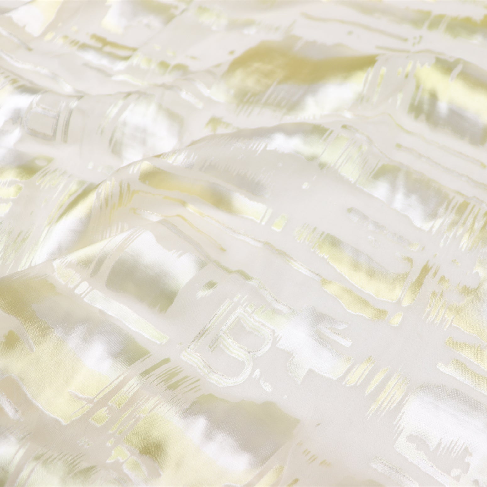 JFHJSF - 16 Momme Metallic Irregular Square Letters Pattern Sheer Burnout Silk Devore Satin Fabric - 114cm wide by the Yard