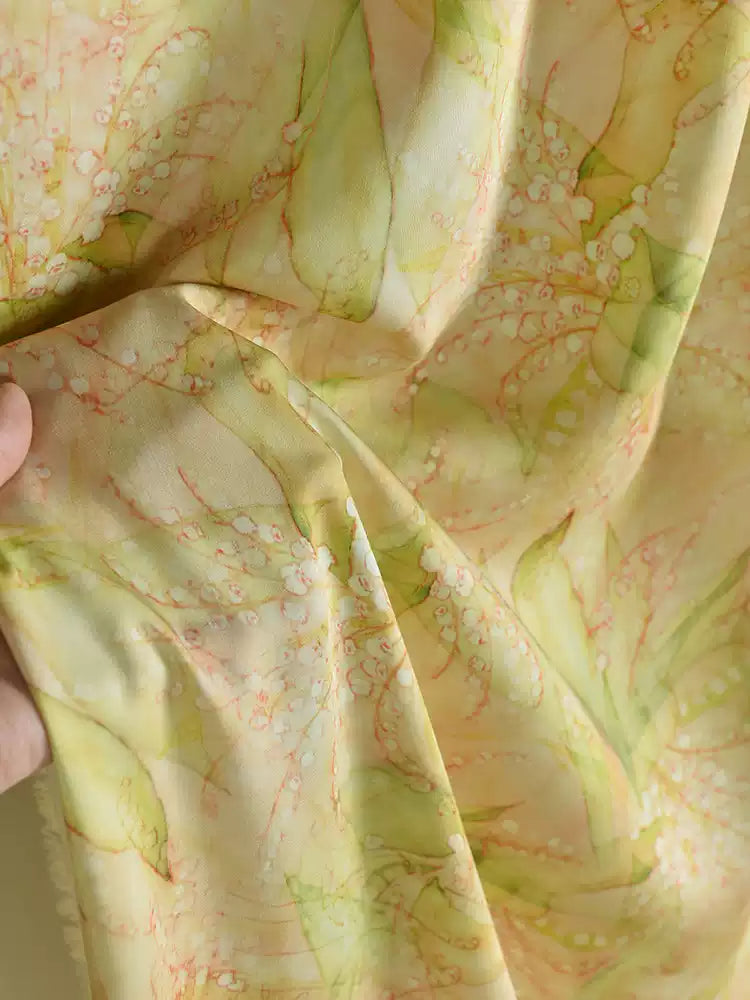 RYYUILIN - Hight 60 Count Rayon Satin Faux Silk Chinese Style Floral Cheongsam Dress Fabric - 145cm wide by the Yard