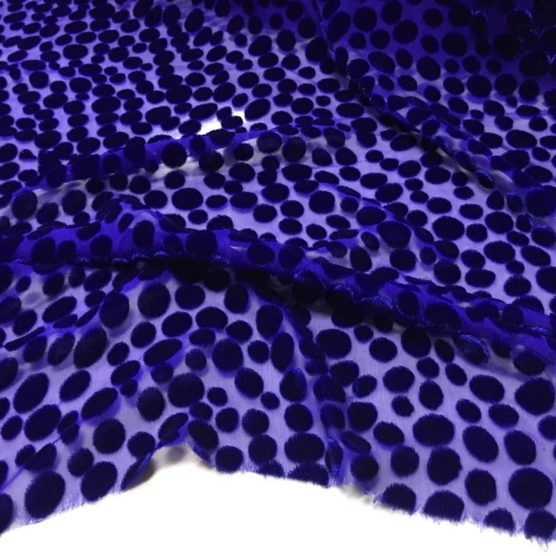 HEBBOD - Hepburn-style Polka Dot Pattern Semi-sheer with a Draping Effect Burnout Silk Velvet Satin Fabric - 114cm wide by the Yard