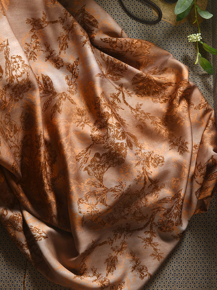 RYQIAHUA - Hight 60 Count Rayon Satin Faux Silk Chinese Style Floral Cheongsam Dress Fabric - 145cm wide by the Yard