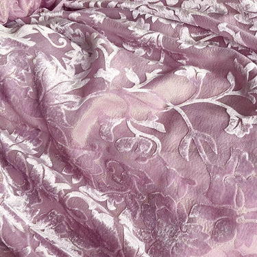 BVTFENZSE - Pinkpurple Floral Semi-Sheer Metallic Gold Burnout Silk Velvet Fabric - 140cm wide by the Yard