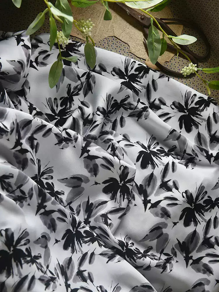 RYSUIMOO - Hight 60 Count Rayon Satin Faux Silk Chinese Style Floral Cheongsam Dress Fabric - 145cm wide by the Yard