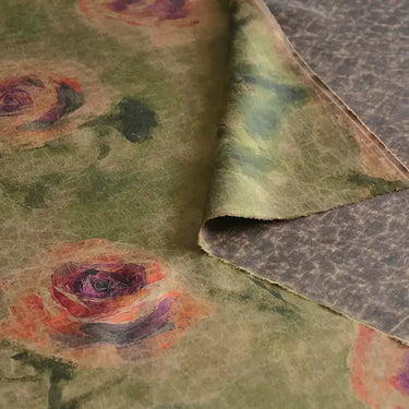YPQSAW - Handmade 30 Momme Crackle Rose Pattern Print Mud Silk Fabric - 110cm by the Yard