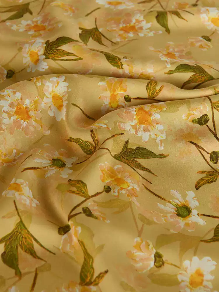 RYQIUWAN - Hight 60 Count Rayon Satin Faux Silk Chinese Style Floral Cheongsam Dress Fabric - 145cm wide by the Yard