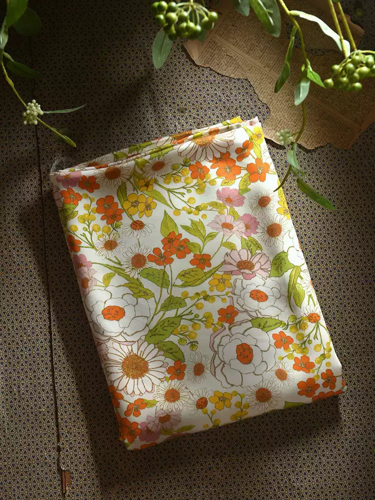 RYSHEMII - Hight 60 Count Rayon Satin Faux Silk Chinese Style Floral Cheongsam Dress Fabric - 145cm wide by the Yard