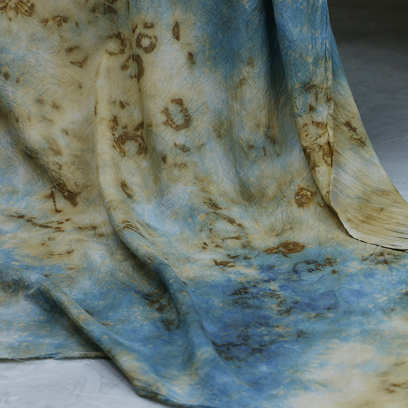 LZDDSG - 16 Momme Eco Friendly Plant Dye Mature Tussah Silk Texture Silk Fabric - 70cm wide by the Yard