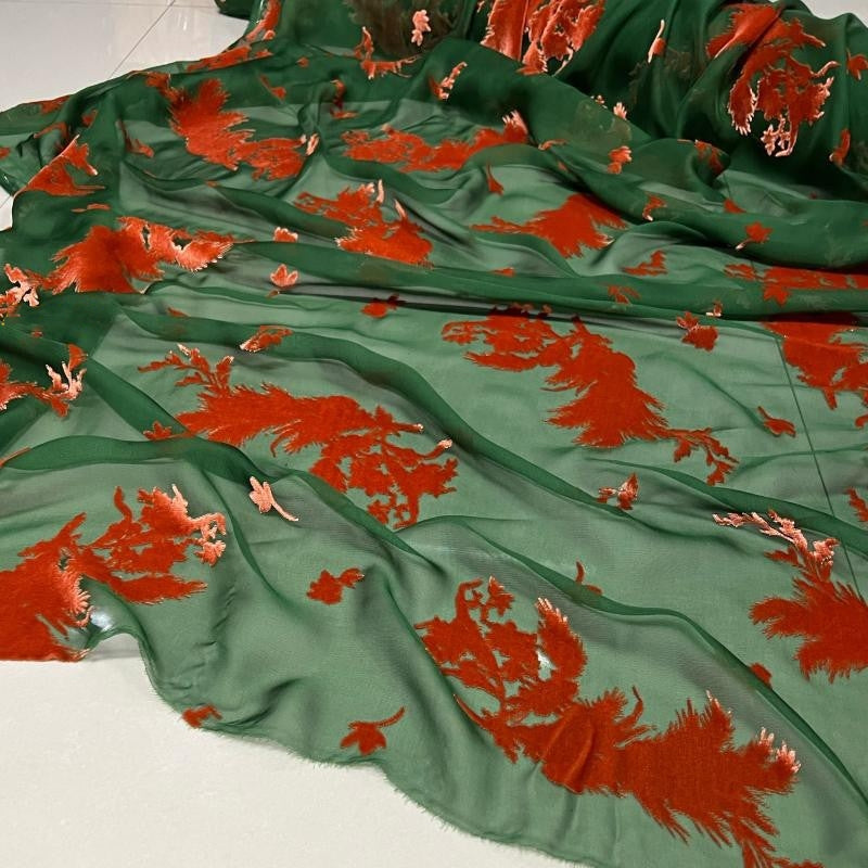 GAOMIL - Semi-sheer with a Draping Effect Sheer Burnout Silk Velvet Satin Fabric - 140cm wide by the Yard