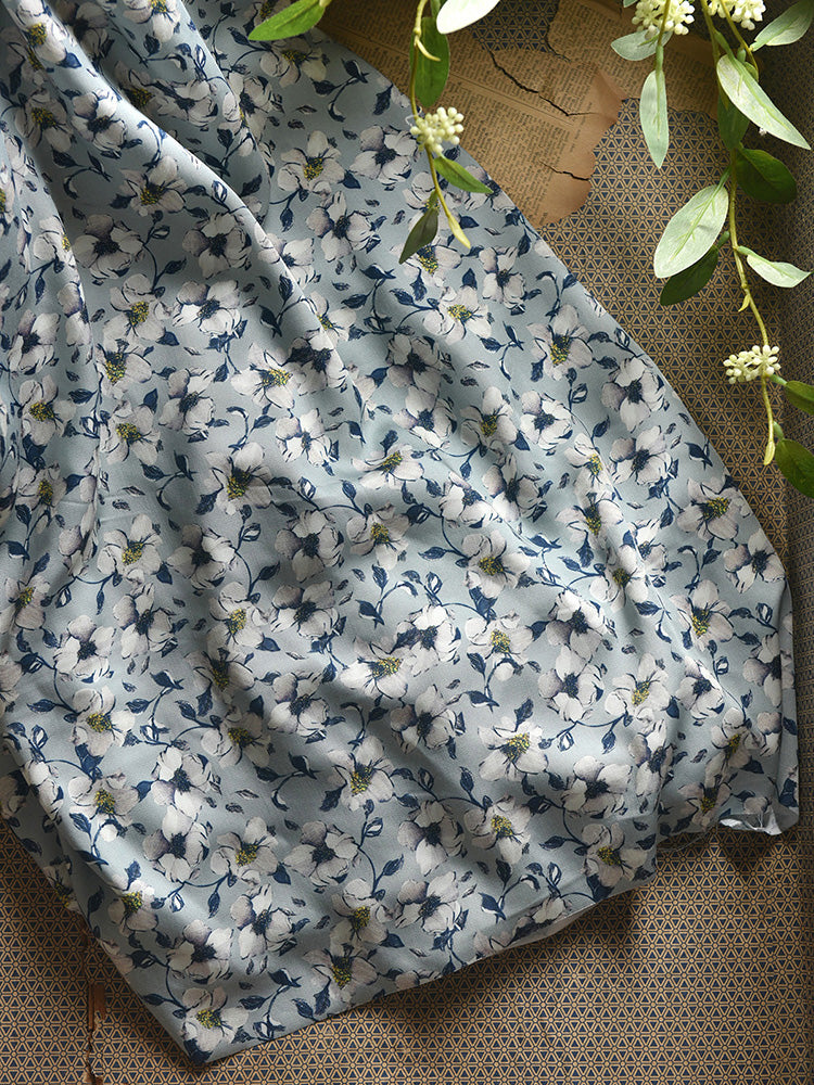 RYLANMOE - Hight 60 Count Rayon Satin Faux Silk Chinese Style Floral Cheongsam Dress Fabric - 145cm wide by the Yard