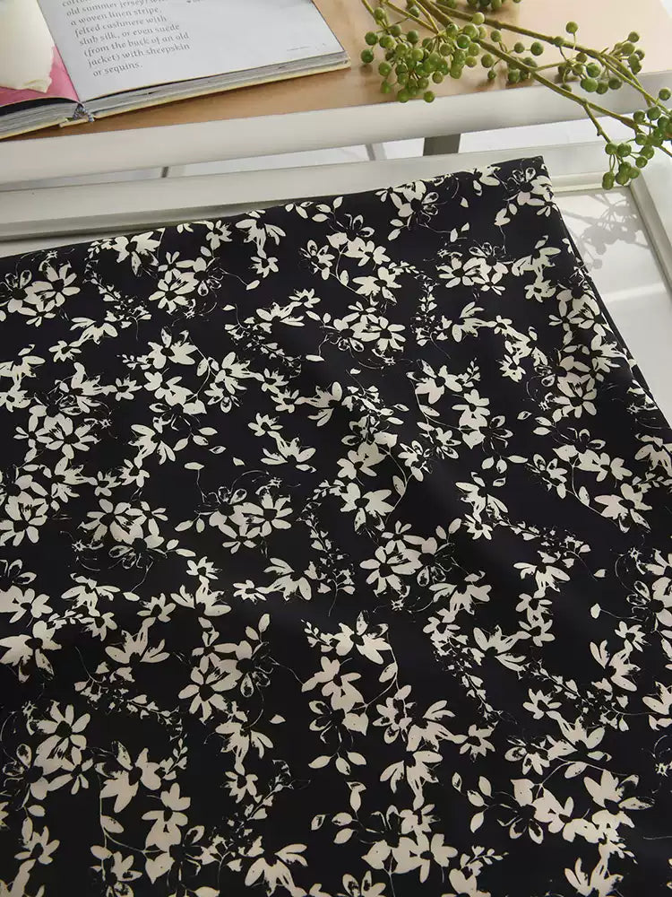 RYCAOYUA - Hight 60 Count Rayon Satin Faux Silk Chinese Style Floral Cheongsam Dress Fabric - 145cm wide by the Yard