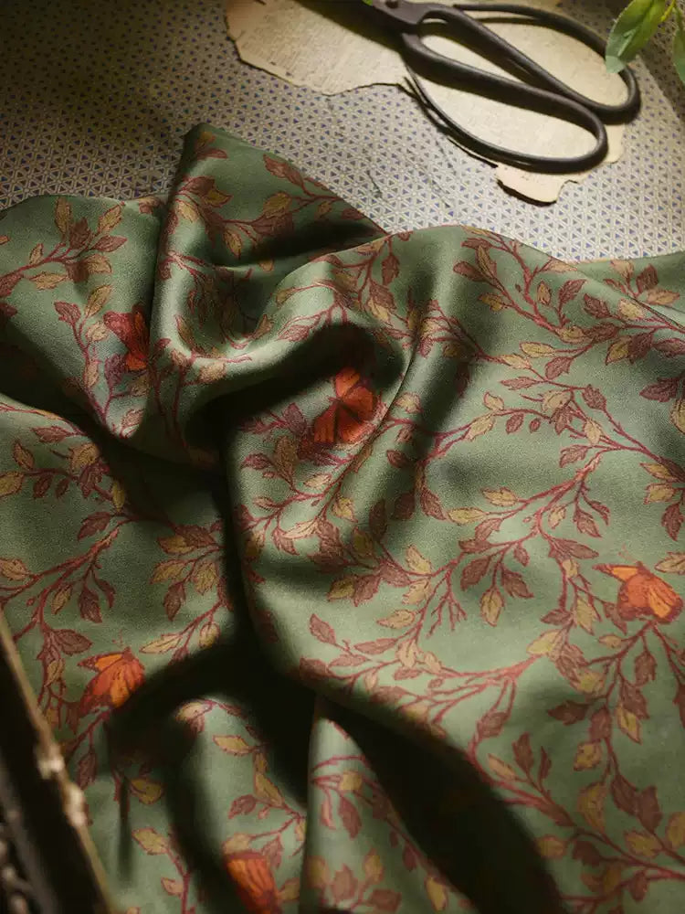 RYHUAJAN - Hight 60 Count Rayon Satin Faux Silk Chinese Style Floral Cheongsam Dress Fabric - 145cm wide by the Yard