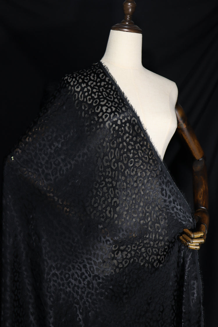 JFHHQQ - 16 Momme Black Sheer Burnout Silk Devore Satin Fabric - 140cm wide by the Yard