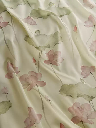 RYHEEYIU - Hight 60 Count Rayon Satin Faux Silk Chinese Style Floral Cheongsam Dress Fabric - 145cm wide by the Yard