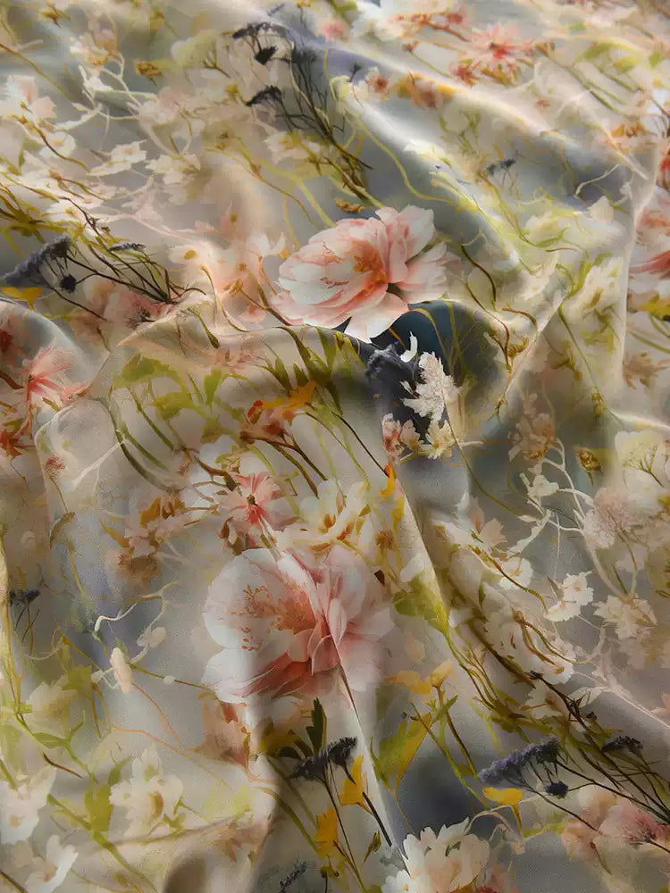 RYFENGHU - Hight 60 Count Rayon Satin Faux Silk Chinese Style Floral Cheongsam Dress Fabric - 145cm wide by the Yard