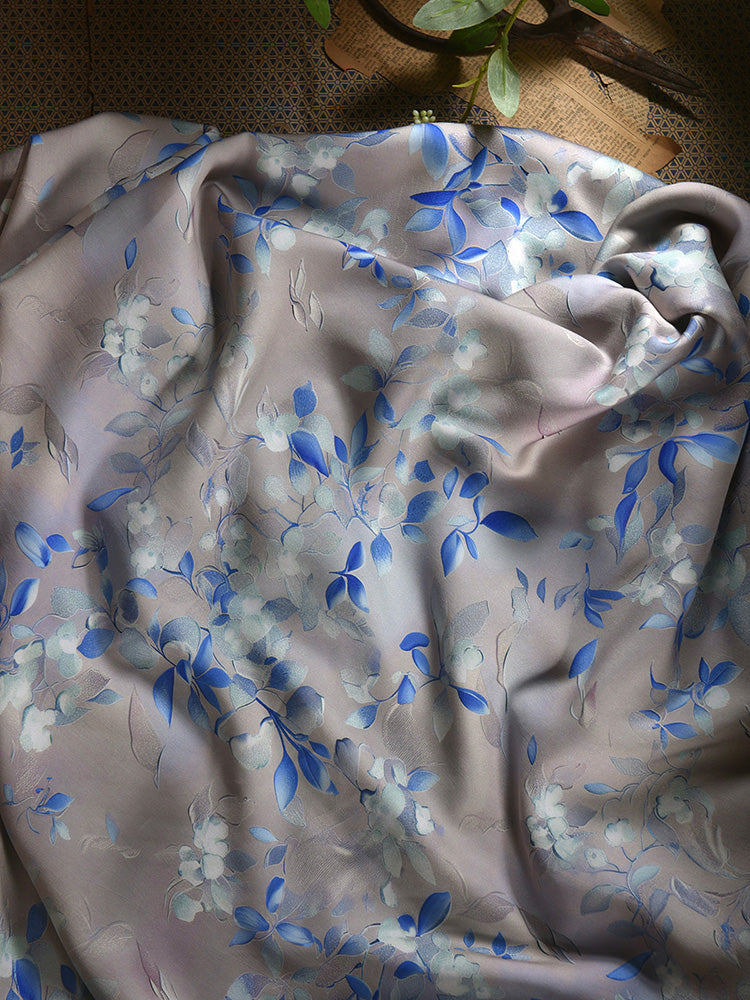 RYRUXUEE - Hight 60 Count Rayon Satin Faux Silk Chinese Style Floral Cheongsam Dress Fabric - 145cm wide by the Yard