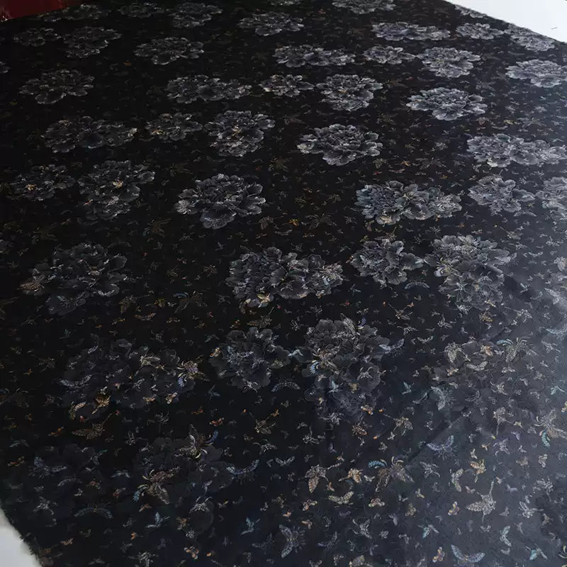 YPFWDH - Handmade 25 Momme HUALUO Jacquard Mud Silk Satin Fabric (Openwork texture) - 110cm by the Yard