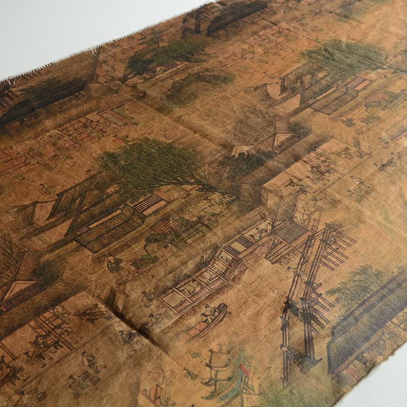 YPQSAB - Handmade 26 Momme Pattern Print Mud Silk Fabric - 110cm by the Yard