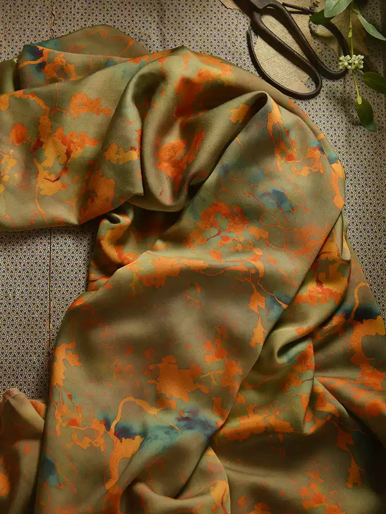 RYCANXIN - Hight 60 Count Rayon Satin Faux Silk Chinese Style Floral Cheongsam Dress Fabric - 145cm wide by the Yard