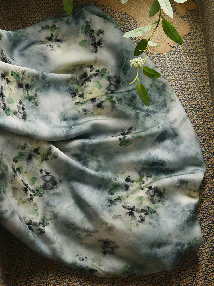 RYKONGYIN - Hight 60 Count Rayon Satin Faux Silk Chinese Style Floral Cheongsam Dress Fabric - 145cm wide by the Yard