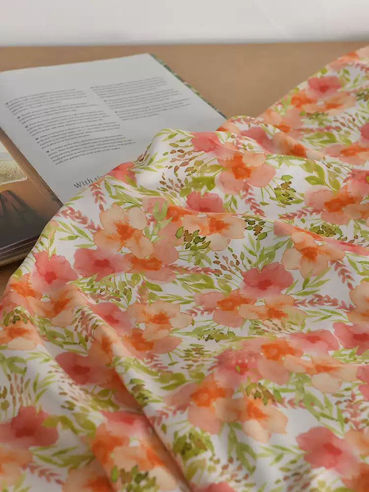 RYXIACHU - Hight 60 Count Rayon Satin Faux Silk Chinese Style Floral Cheongsam Dress Fabric - 145cm wide by the Yard