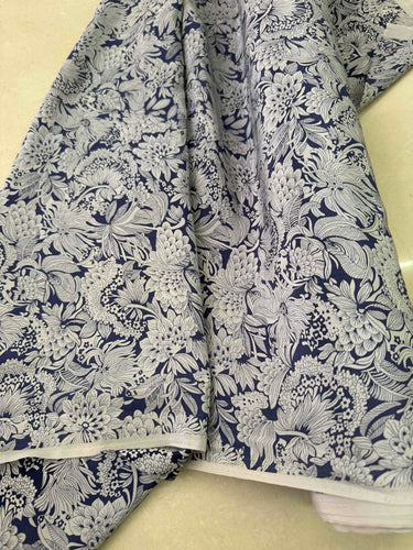 DDHUYH - 19 momme Floral Print Silk Crepe de Chine Fabric - 110cm wide by the Yard