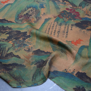 XLSUFE - Handmade 23 Momme Printed Mud Silk Satin Fabric - 110cm By the Yard