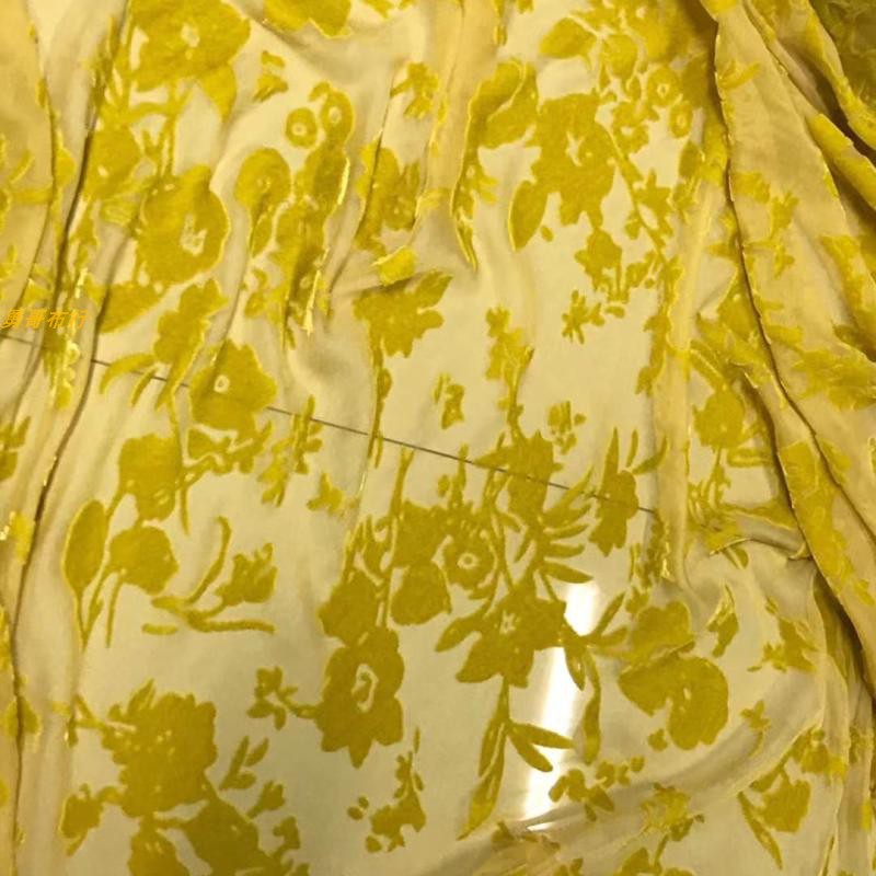 LVSMUD - Luxurious Blooming Peony Pattern Semi-sheer with a Draping Effect Sheer Burnout Silk Velvet Satin Fabric - 114cm wide by the Yard