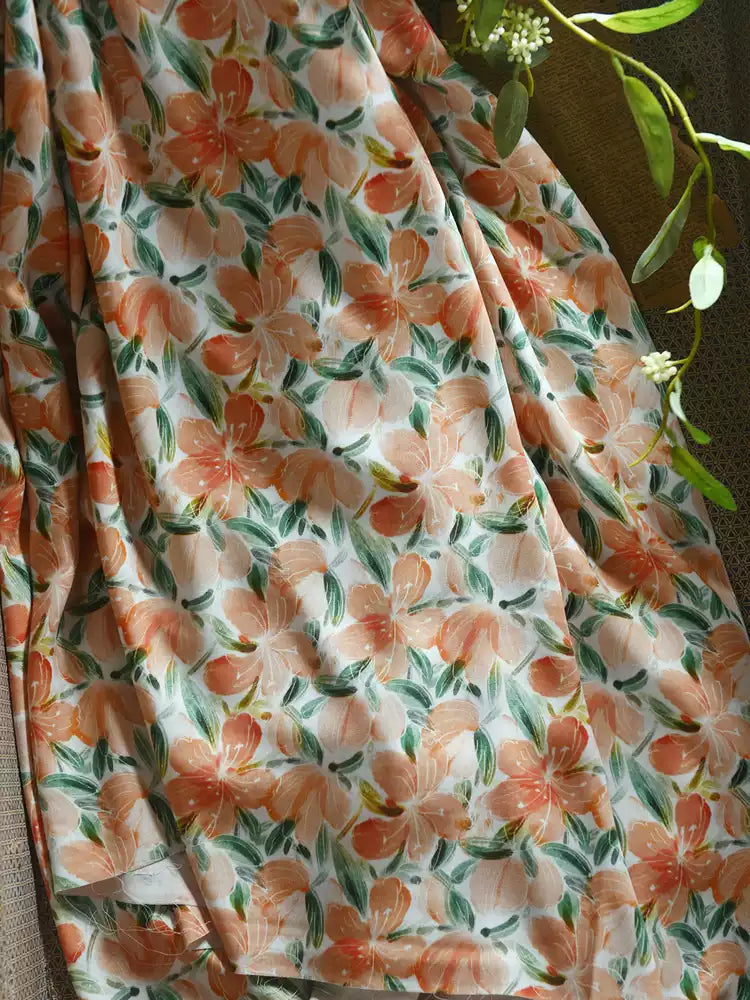 RYHUASHU - Hight 60 Count Rayon Satin Faux Silk Chinese Style Floral Cheongsam Dress Fabric - 145cm wide by the Yard