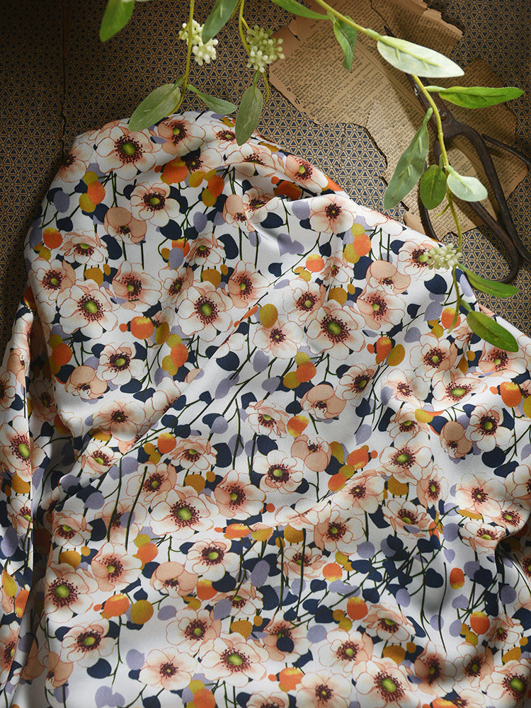 RYYANRAN - Hight 60 Count Rayon Satin Faux Silk Chinese Style Floral Cheongsam Dress Fabric - 145cm wide by the Yard